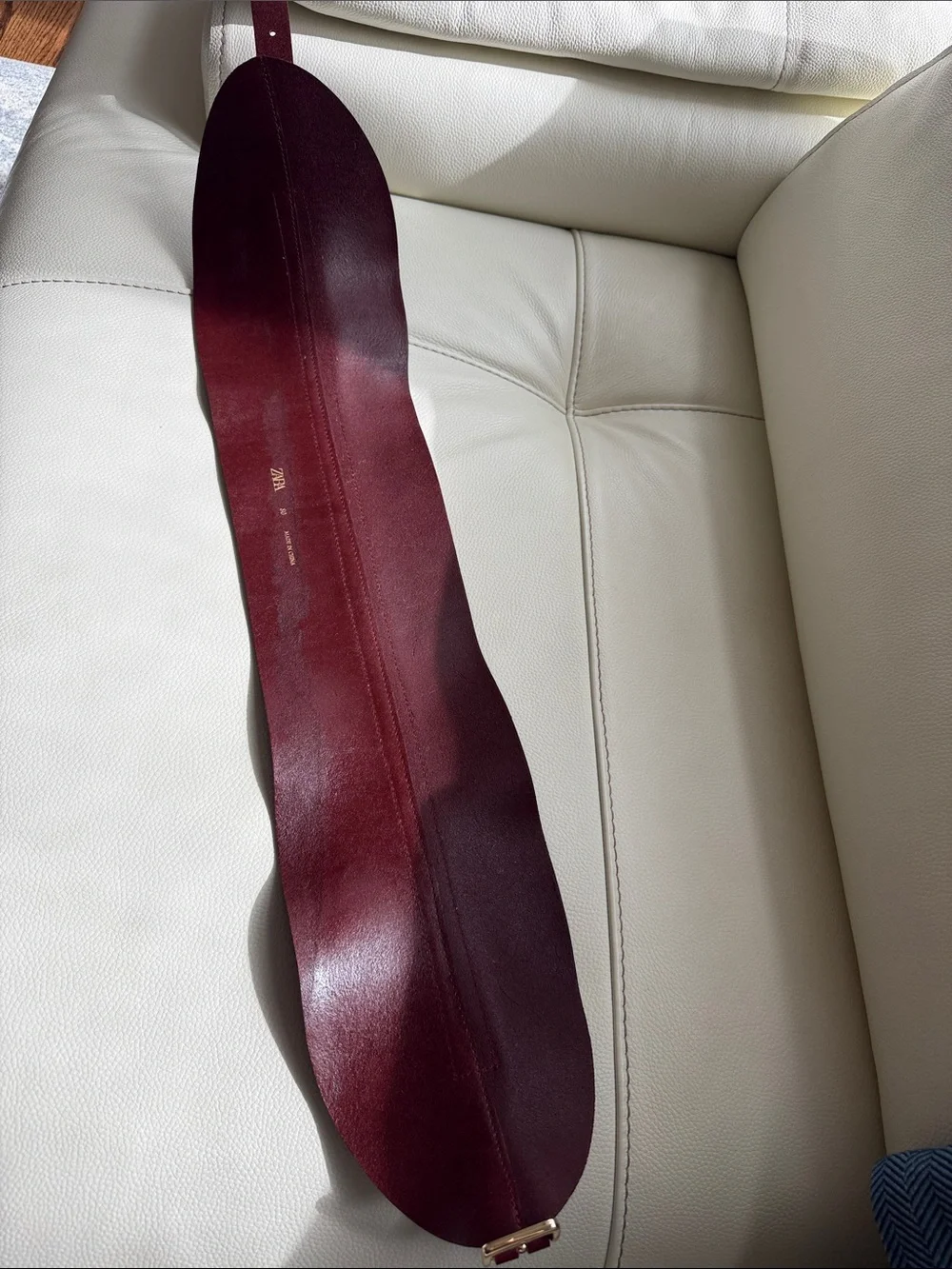Zara Leather Sash Belt in dark red/Burgundy